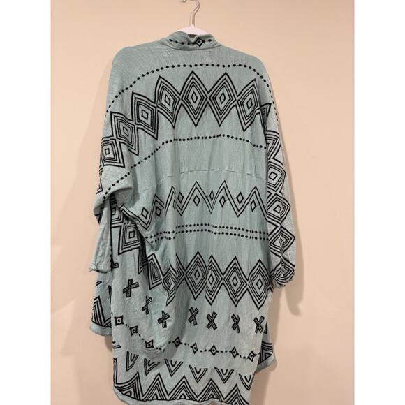 Johnny Was Biya Genoa embroidery sweater wrap in turquoise M $398 2294 - Picture 6 of 7